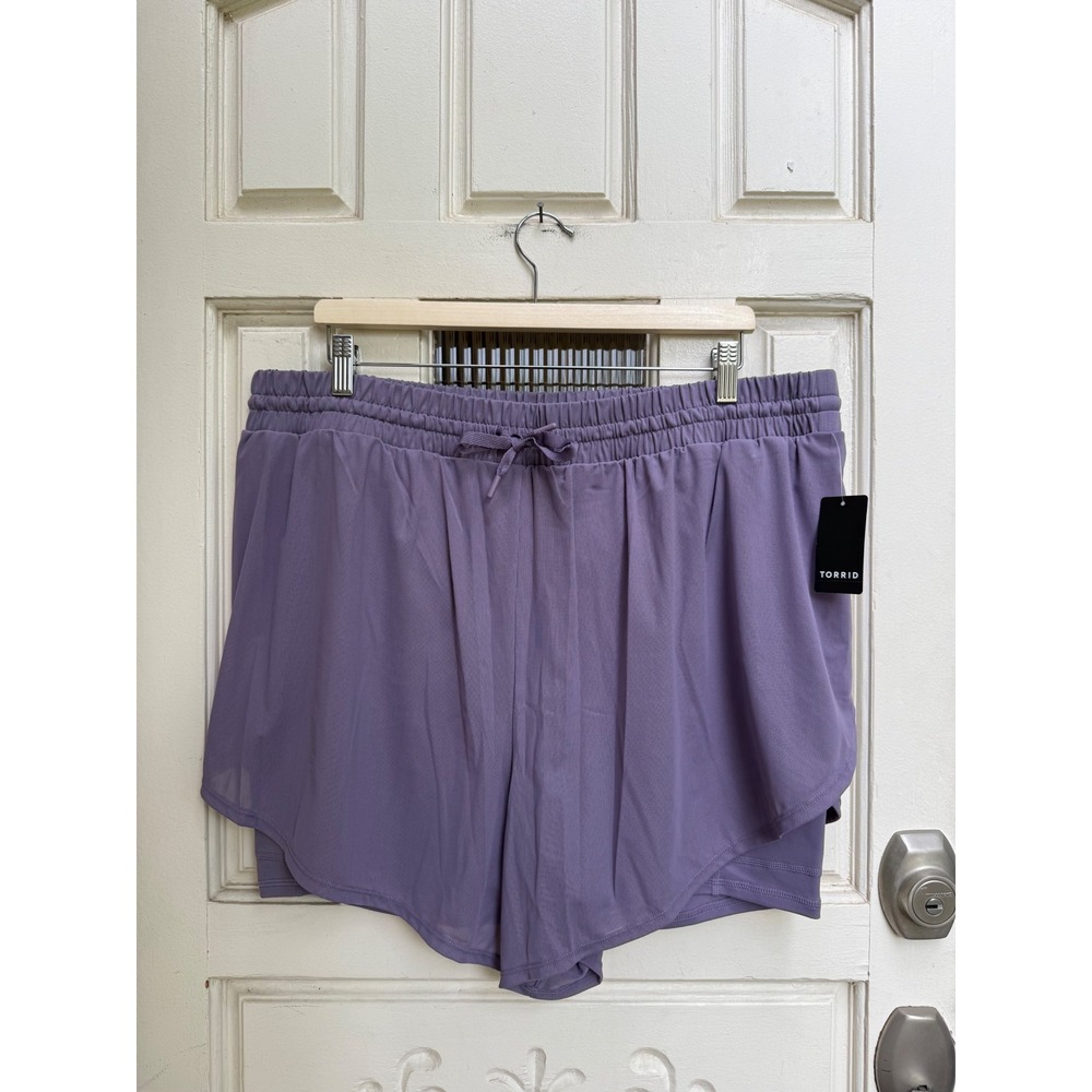 Torrid TRU Purple Sage Mesh 2-fer Active Shorts Plus Size 2X 18-20 New